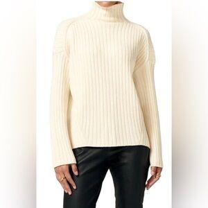 LITA by Ciara NWOT Ivory Mock Neck Sweater Italian Wool Sz S Fisherman Luxury
